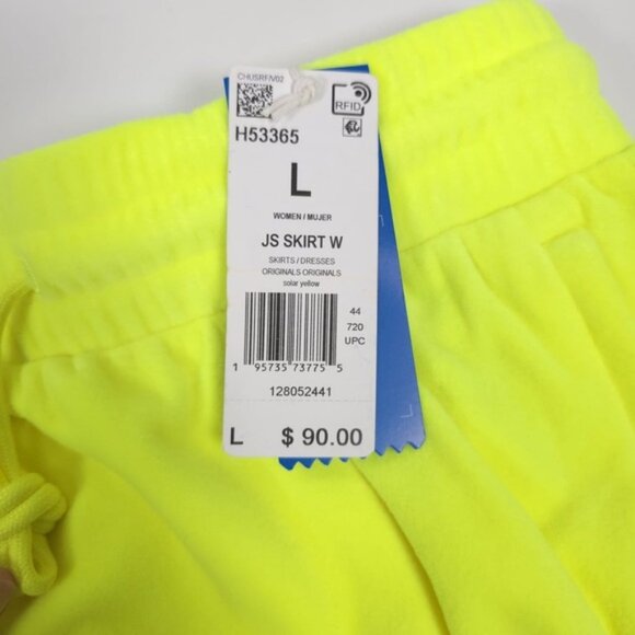 NWT ADIDAS JEREMY SCOTT LUXE‎ Velour Neon Mini Skirt Side Pockets Drawstring LG - Picture 15 of 15